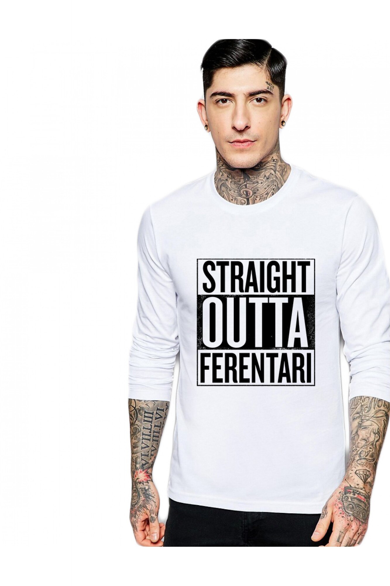Bluza barbati alba - Straight Outta Ferentari