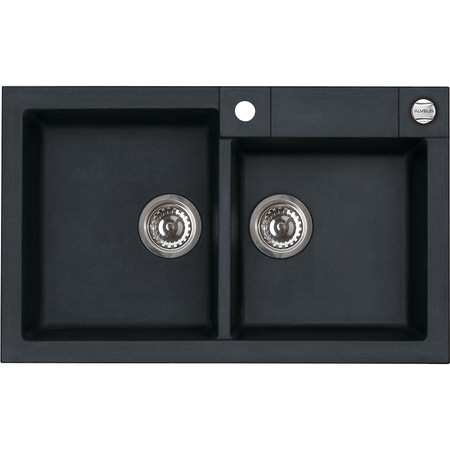 Pachet chiuveta Algranit Alveus Rock 90 A91 + baterie cu dus extractibil AM 20, 2 cuve, 790x500mm, Negru