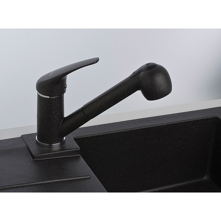 Pachet chiuveta Algranit Alveus Rock 90 A91 + baterie cu dus extractibil AM 20, 2 cuve, 790x500mm, Negru