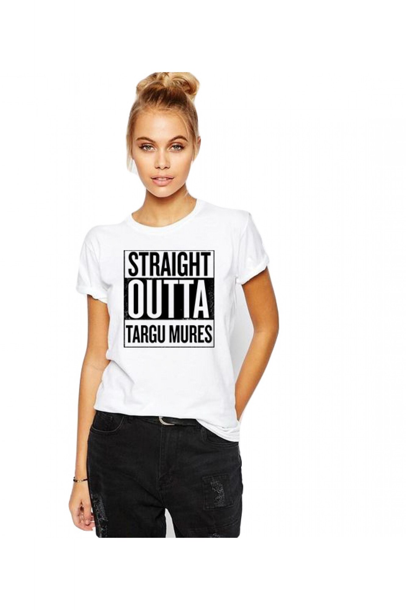 Tricou dama alb - Straight Outta Targu Mures, Alb