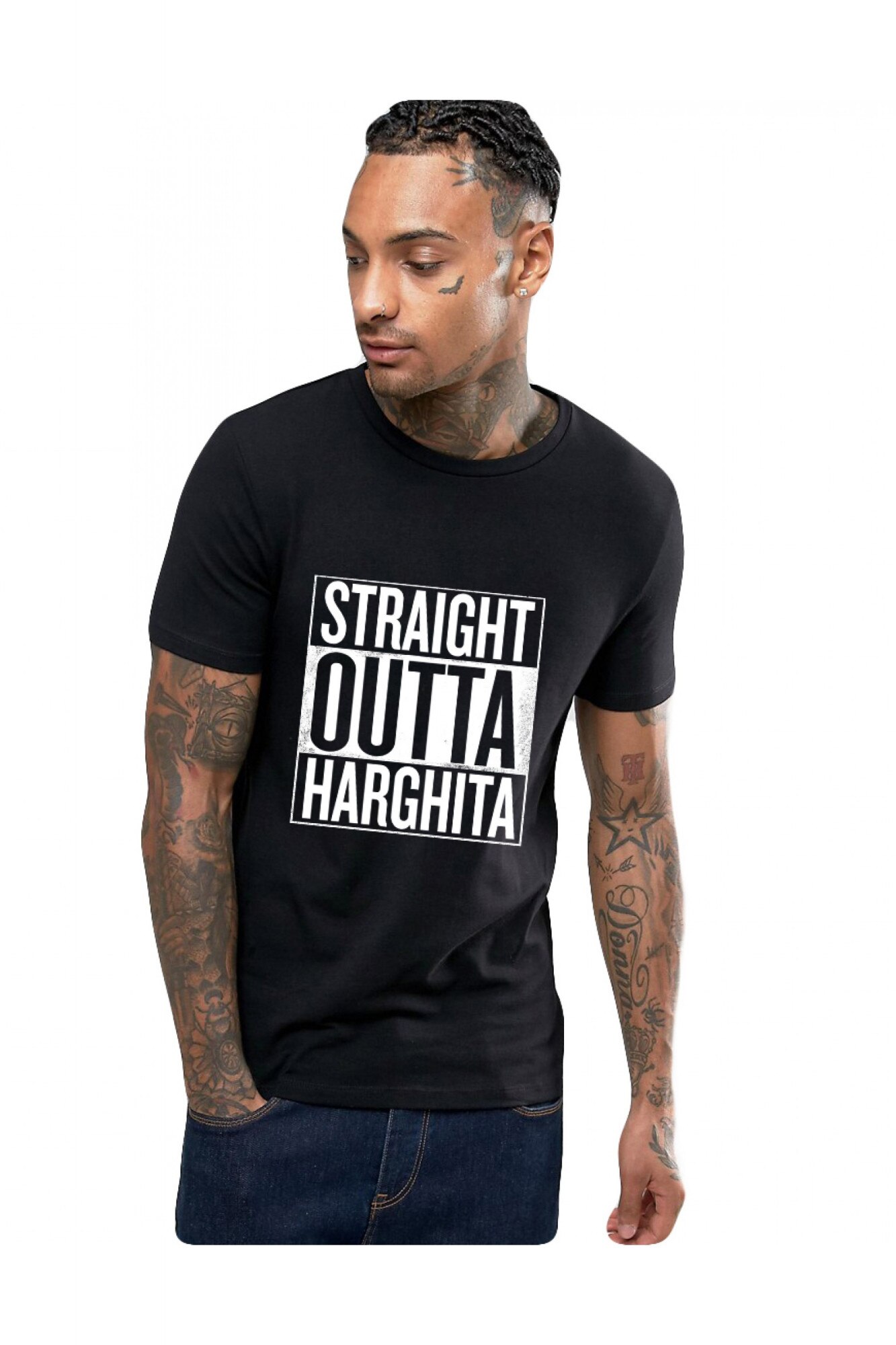 Tricou negru barbati - Straight Outta Harghita, Negru