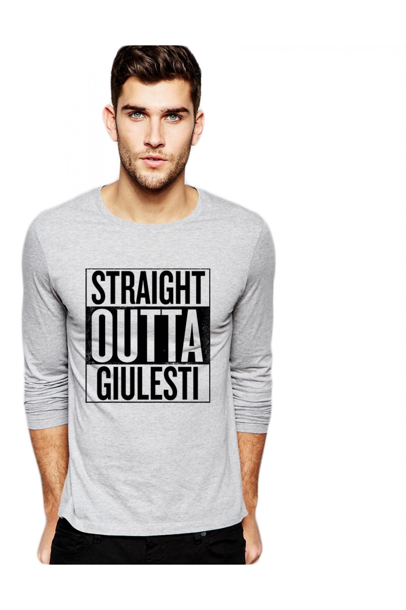 Bluza barbati gri cu text negru - Straight Outta Giulesti