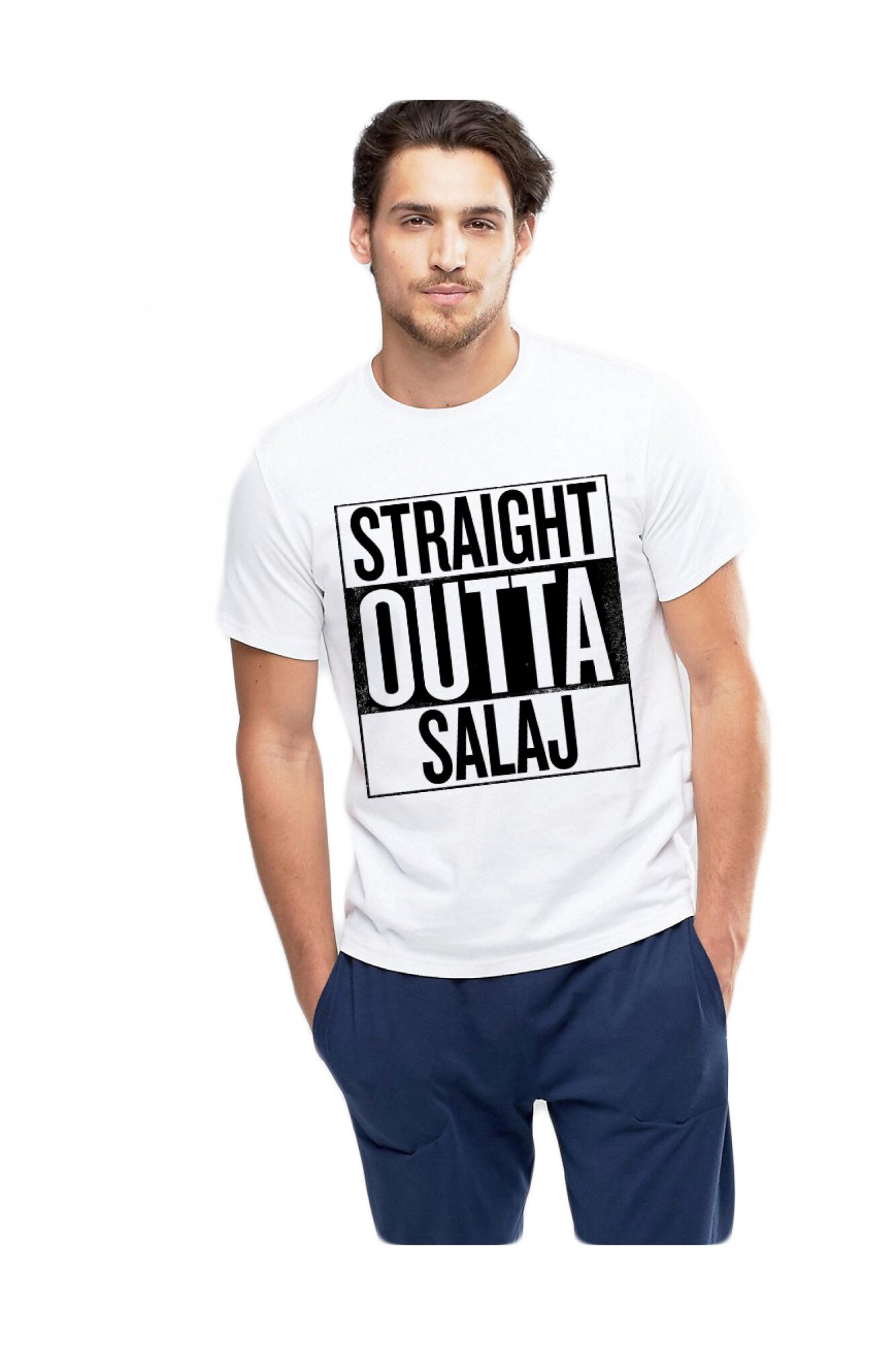 Tricou alb barbati - Straight Outta Salaj, Alb