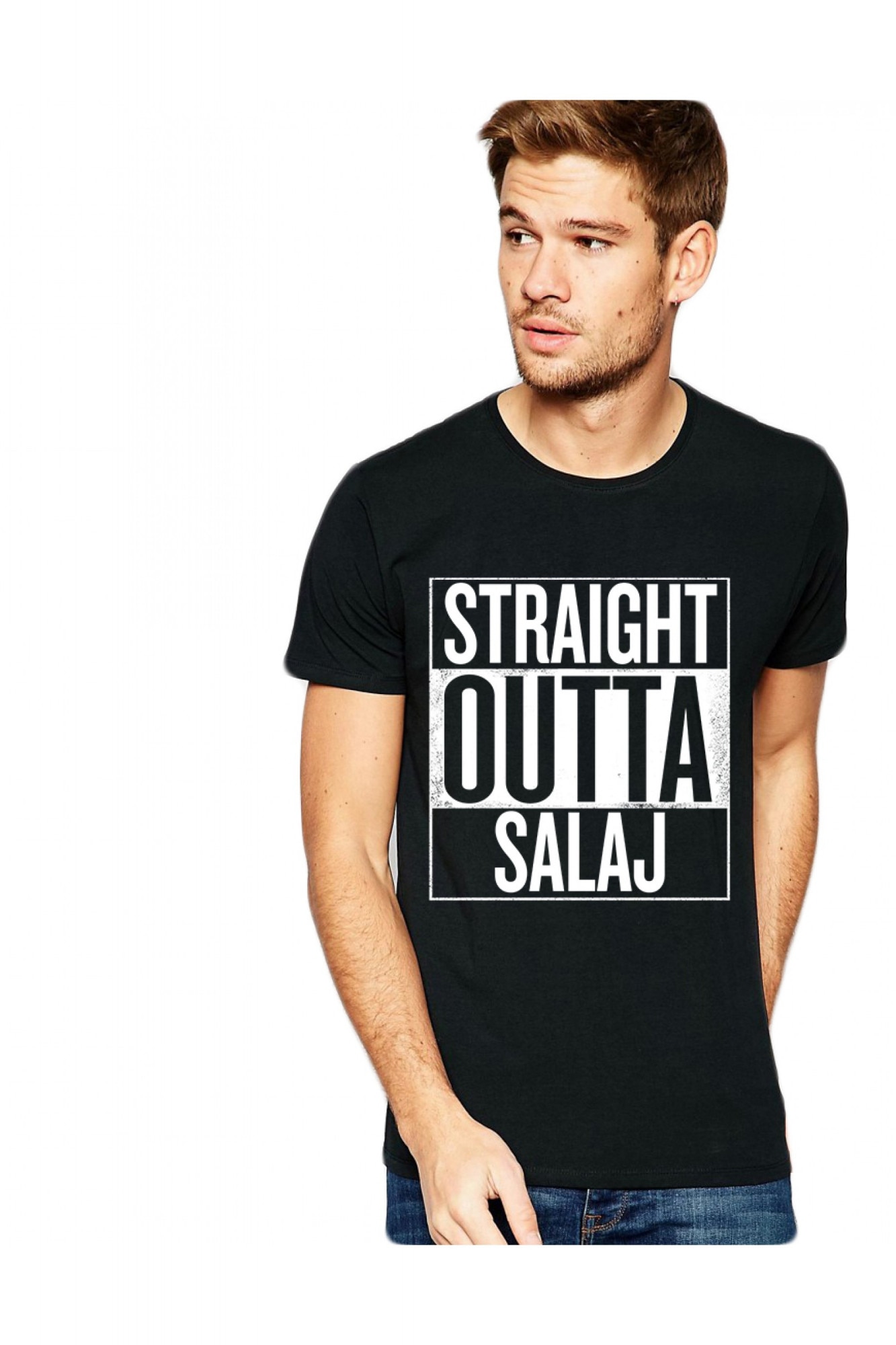 Tricou negru barbati - Straight Outta Salaj, Negru