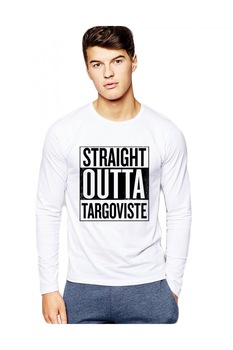 Bluza barbati alba - Straight Outta Targoviste, M Bluza barbati alba - Straight Outta Targoviste, M