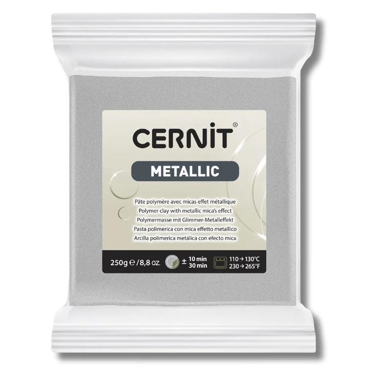 Lut polimeric Cernit metalic, Argintiu 250g