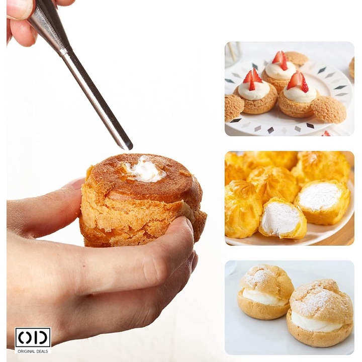 Palnie pentru Umplut Gogosi, Briose, Elecre, Croissante si Cozonaci, din Inox Inoxidabil, Dimensiune 9 x 2.5 cm, ORIGINAL DEALS
