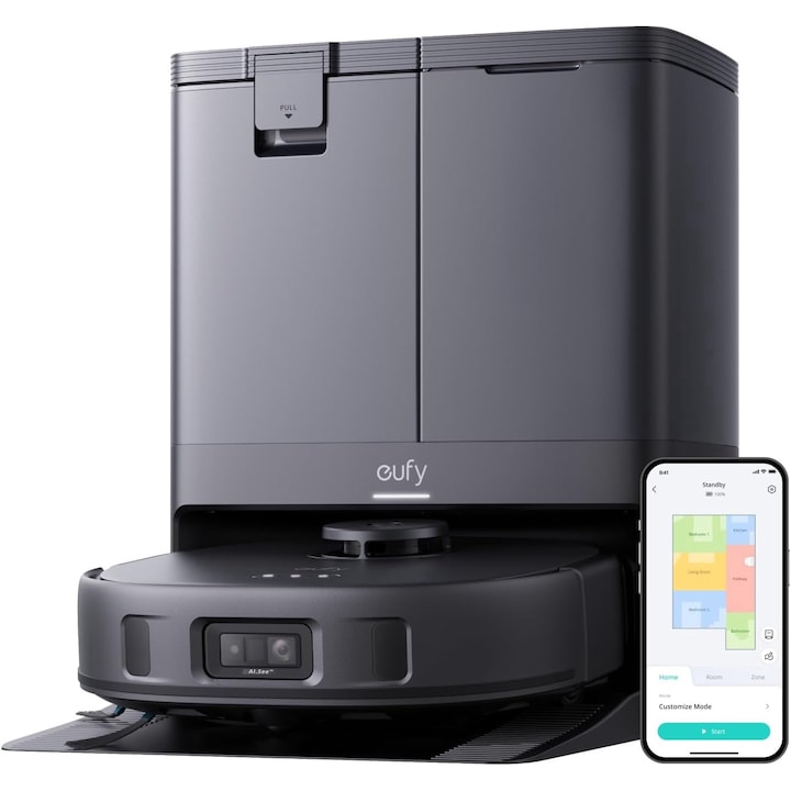 Прахосмукачка-робот eufy X10 Pro Omni, 8000 Pa, Dual Mop, AI, черна