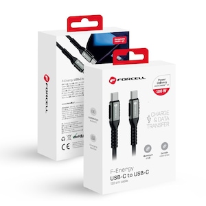 Cablu incarcare USB Type-C la USB Type-C, QC 4.0 PD 5A 100W, Lungime 1.2 m, Forcell F-Energy C260, Negru