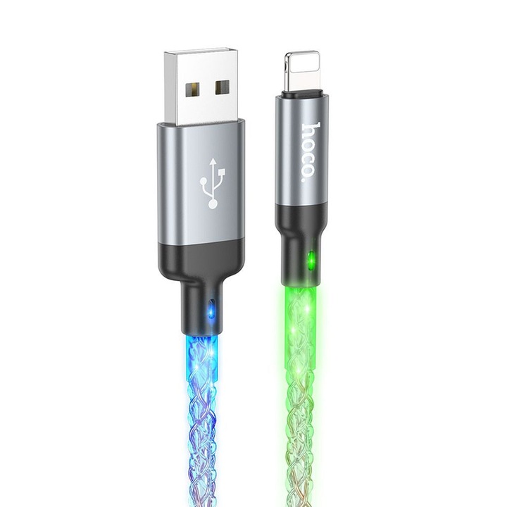 Hoco USB-Lightning kábel, többszínű világítás, 2,4A, U112, 1m