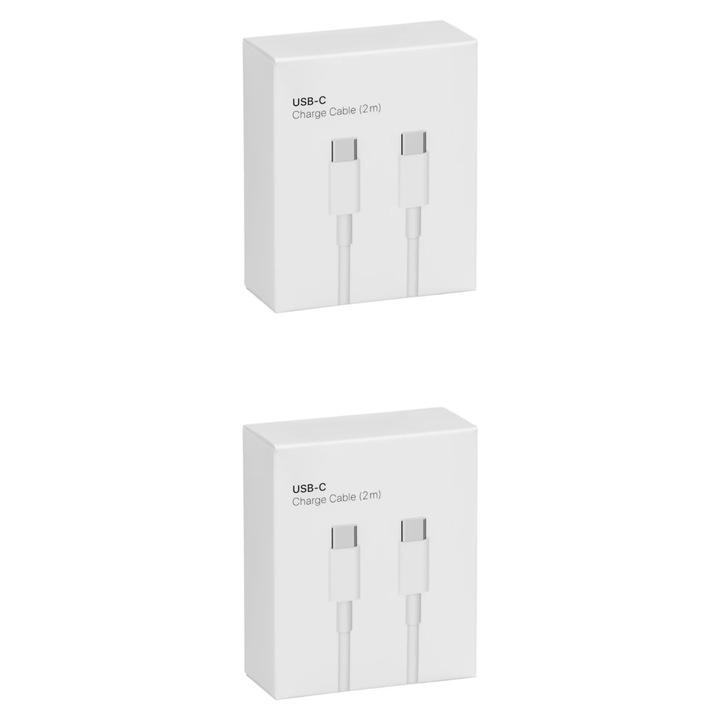 2 db adatkábel, amely kompatibilis az Apple iph 16, 15, 15 pro, 16 pro, 16 pro max típusokkal, Type-C-től Type-C-ig, 2m, 67w