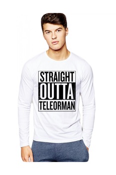 Bluza barbati alba - Straight Outta Teleorman, XL Bluza barbati alba - Straight Outta Teleorman, XL