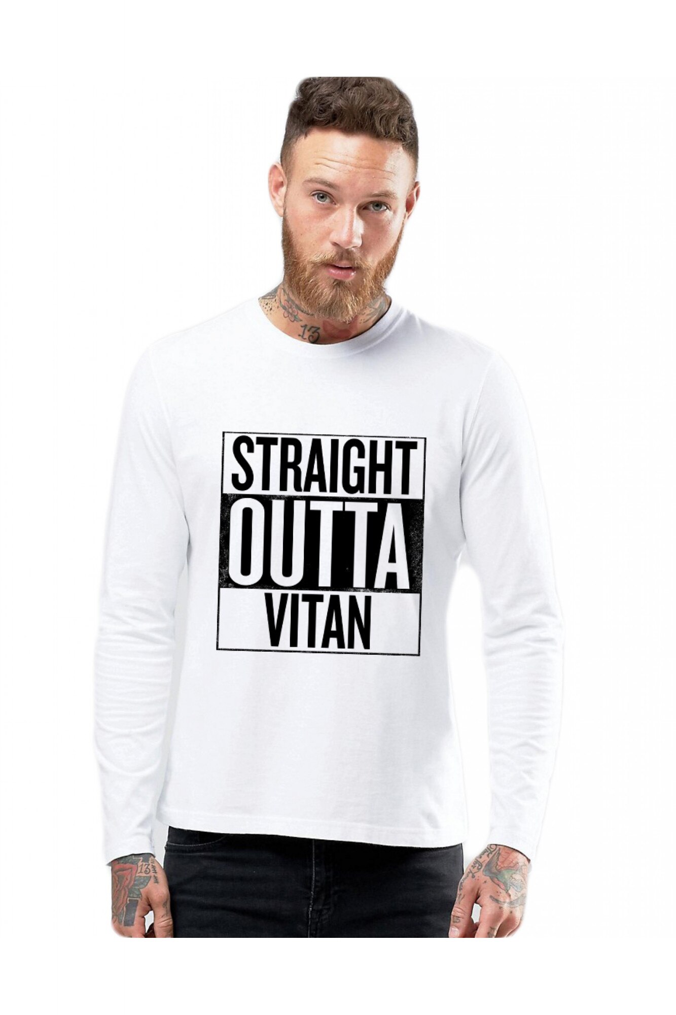 Bluza barbati alba - Straight Outta Vitan