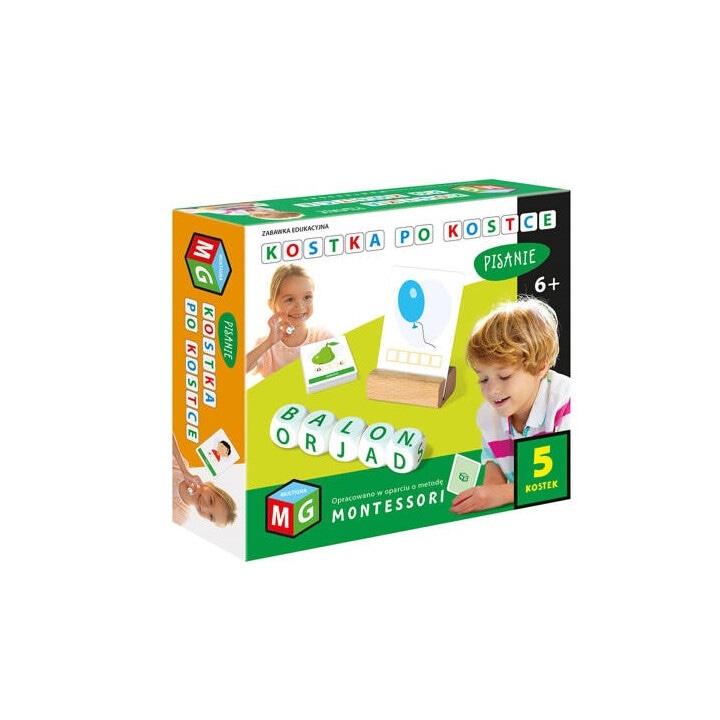 Joc educativ Alexander, set 5 cuburi, metoda Montessori, dezvoltare vocabular, multicolor