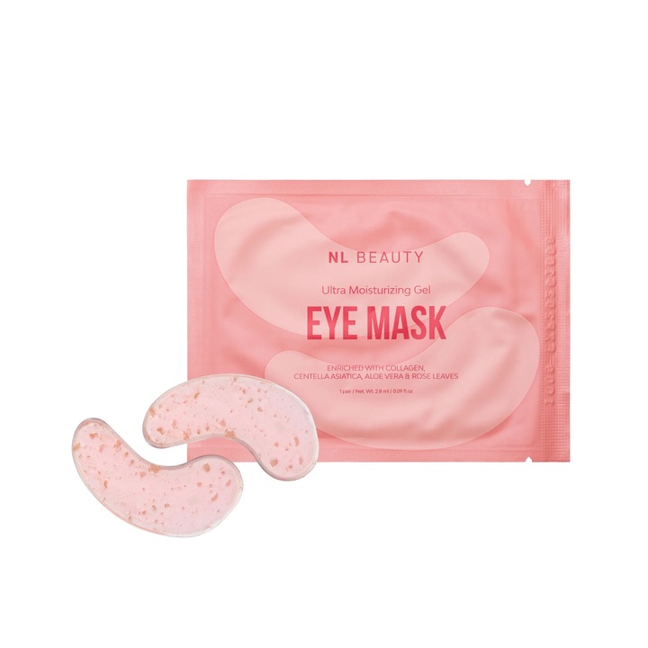 Хидратираща гел маска за очи NL Beauty – С хиалуронова киселина, алое вера, колаген и глицерин, 1 чифт