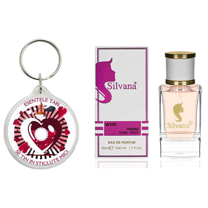 Set Apa de parfum, Tender Eau Tender Silvana Parfum, 50 ml si breloc Esentele tari se tin in sticlute mici