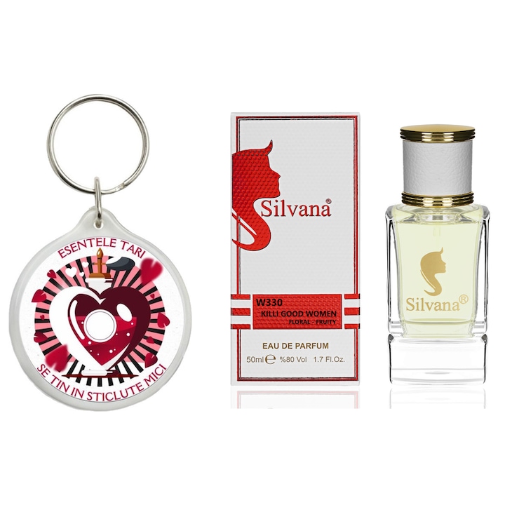 Set Apa de parfum, Killi Good Women good Girl Gone Bad Silvana Parfum, 50 ml si breloc Esentele tari se tin in sticlute mici