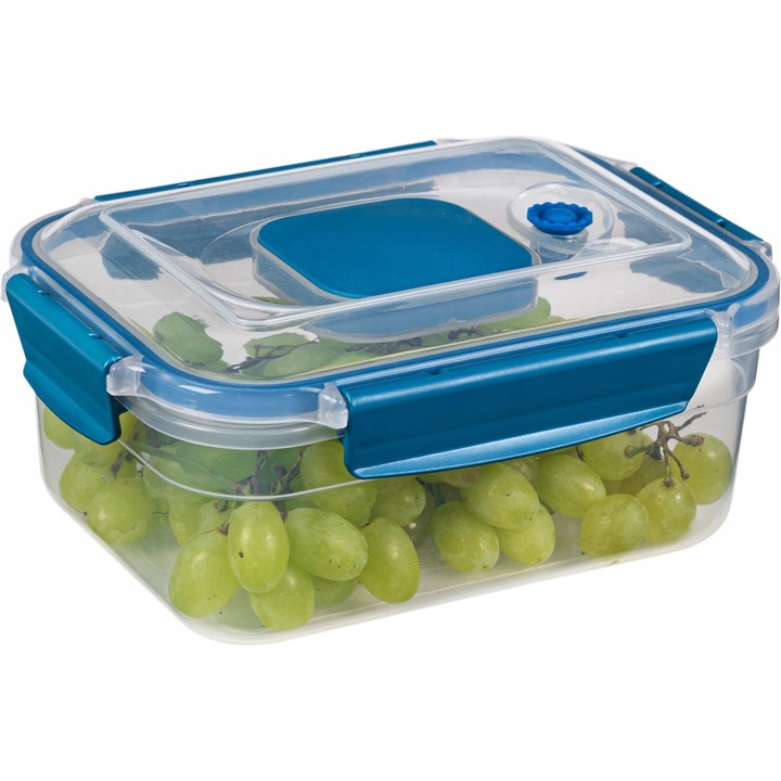 Recipient dreptunghiular pentru depozitare in vid CRALEX Doina, 1250 ml, Etans, Fara BPA, Sigur pentru frigider, congelator si cuptorul cu microunde