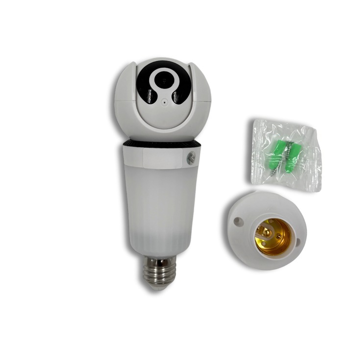Camera de Supraveghere tip Bec cu Soclu E27, Senzori de Miscare, Alarma, 1080P