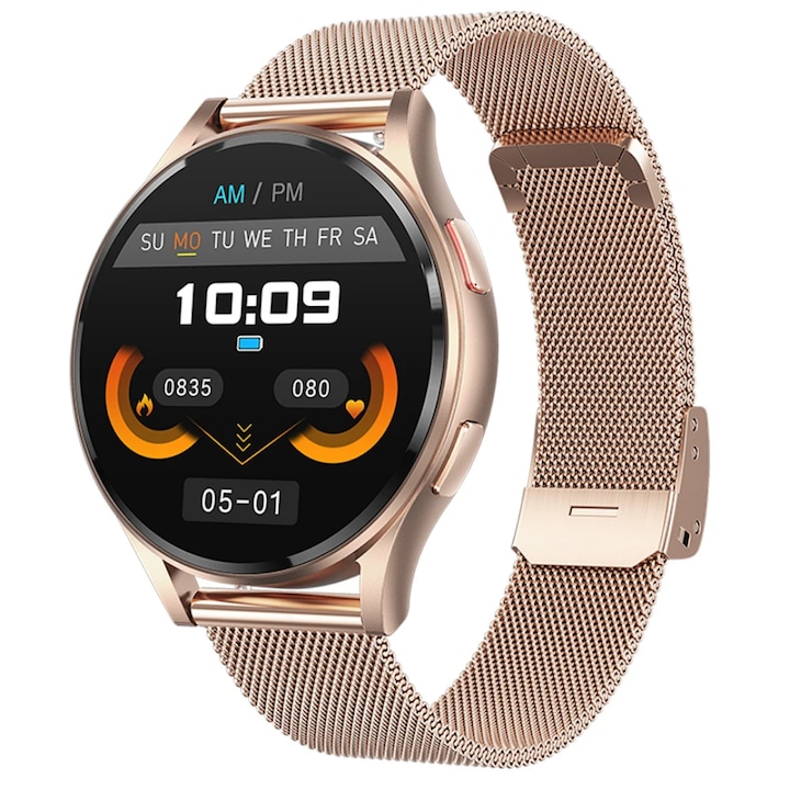 Дамски часовник SMART GE30, кръвна захар, холестерол, кръвно налягане, ЕКГ, пикочна киселина, сатурация, телесна температура, разговори, розово злато