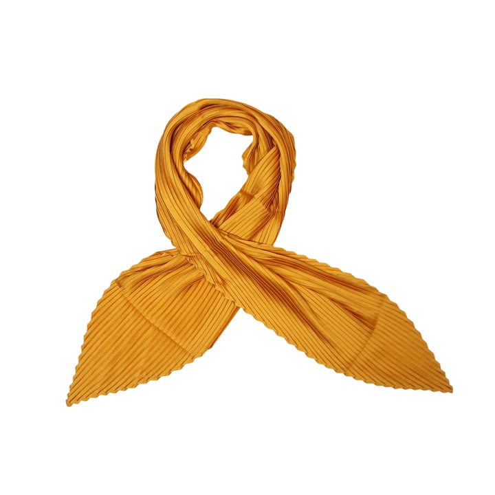 Női sál, redőzött, mustársárga, 100x60 cm