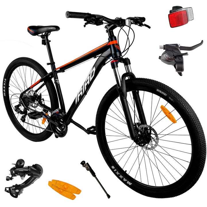 MTB kerékpár, MalTrack, Black Triad, 18 hüvelykes alumínium váz, 29 hüvelykes nagy kerekek, tárcsafékek, fekete