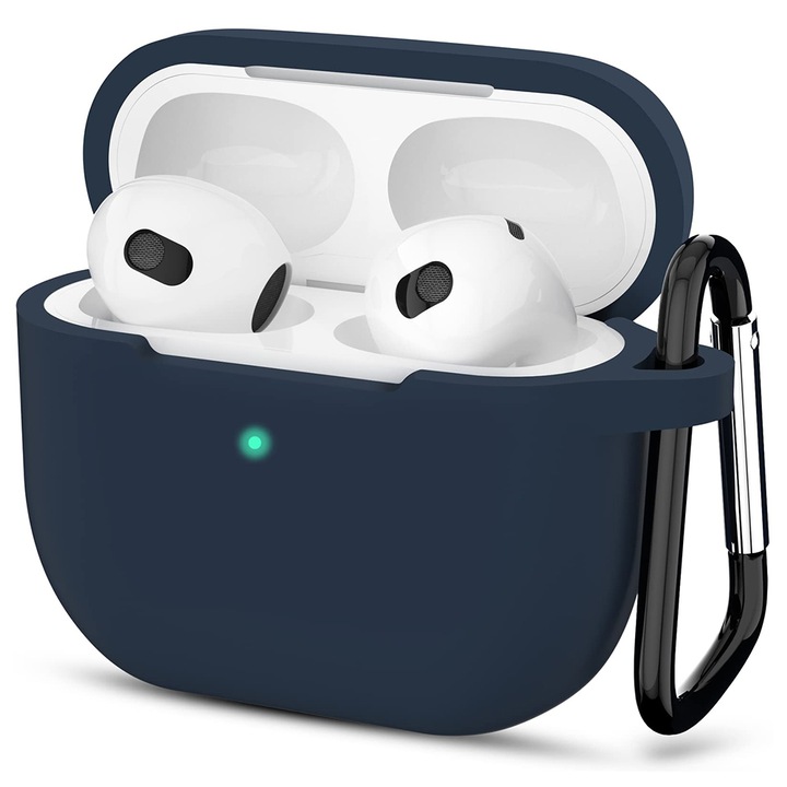 Husa pentru Apple AirPods 3, Z197, Silicon, Navy Blue