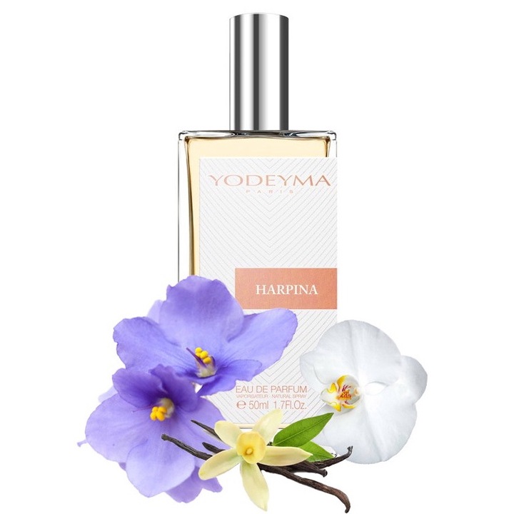 Yodeyma Harpina Eau de Parfum nőknek, Saintpauli virág árnyalatai, orchidea, vanília, tökéletes a kifinomult és szenvedélyes nők számára, 50 ml