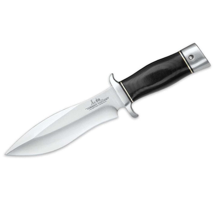 Cutit utilitar United Cutlery Gil Hibben Alaskan finisaj premium luxos, teaca din piele naturala neagra, pentru purtat la cizma