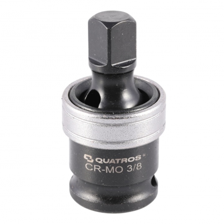 Adaptor impact cu articulatie cardanica, QUATROS, 3/8"