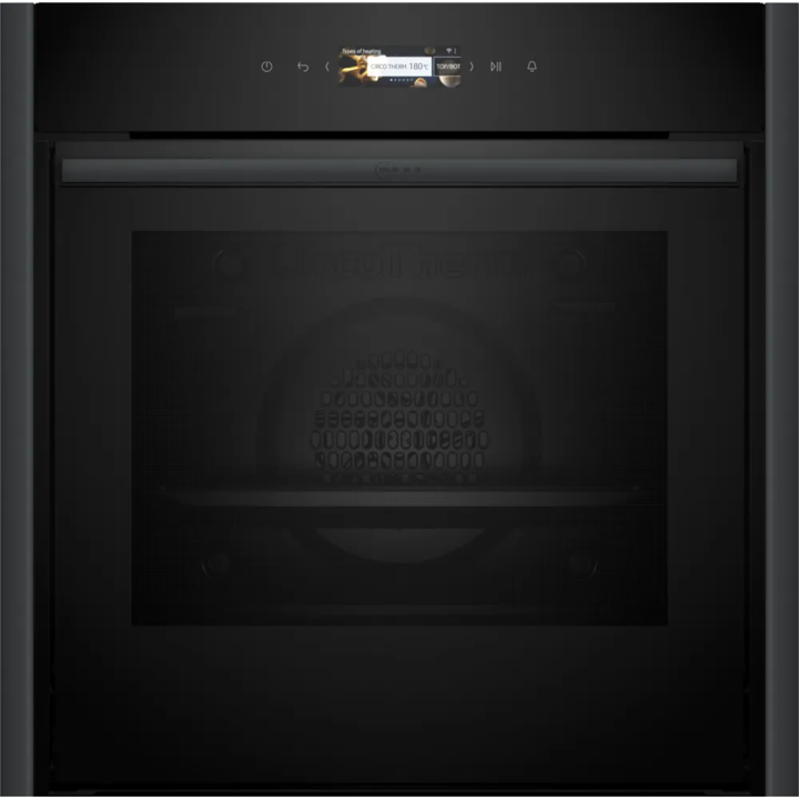 Фурна за вграждане NEFF B59CR7KY0, Електрическа, 71 л, Грил, Вентилатор, Дисплей TFT Full Touch 3.7", Flex Deign, Гласов асистент, Home Connect, Wi-Fi Черен