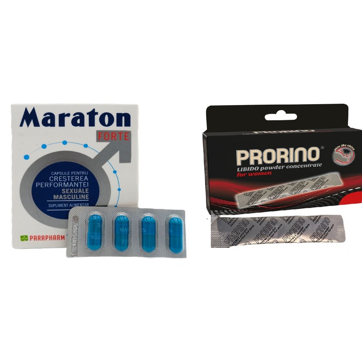 Supliment Alimentar Maraton Forte, 4 capsule pentru potenta + 1 Plic Prorino petru Femei Gratis