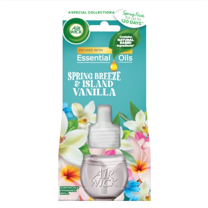 Air Wick Spring Breeze & Island Vanilla пълнител за електрически освежители за въздух, 19 мл