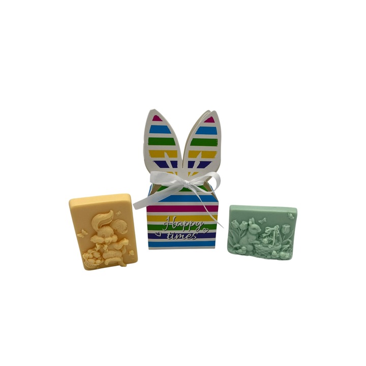 Set cadou Paste, 2 x sapun solid handmade cu unt de shea, ulei de morcovi, parfum floral, 160 g