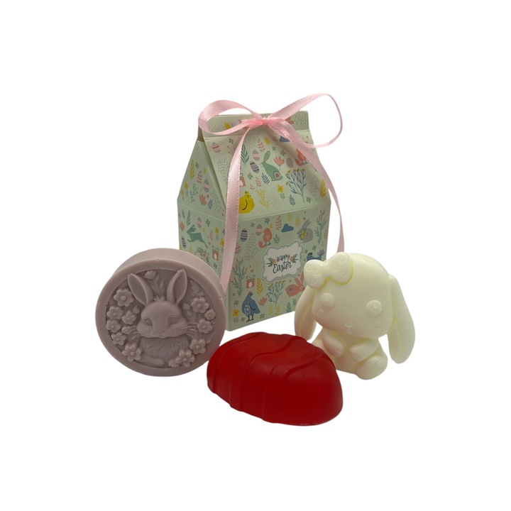 Set cadou Paste, 3 x sapun solid handmade cu glicerina, parfum capsuni, 130 g