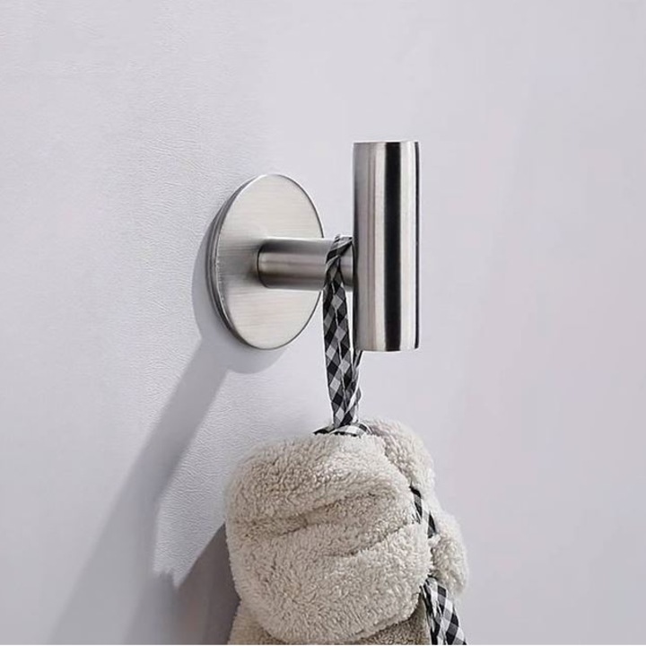 Cuier Baie din Otel Inoxidabil Argintiucu montare prin diblu si suruburi