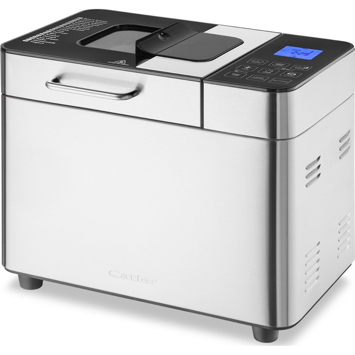 Хлебопекарна Catler BM 700, 18 цифрови програми, 1000 gr, таймер, поддържане на топлината, LCD дисплей, неръждаема стомана с черно