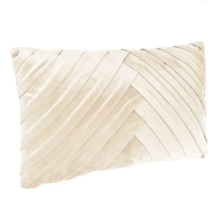 Perna decorativa, model velvet reliefat, ecru, 50 x 30 x 10cm
