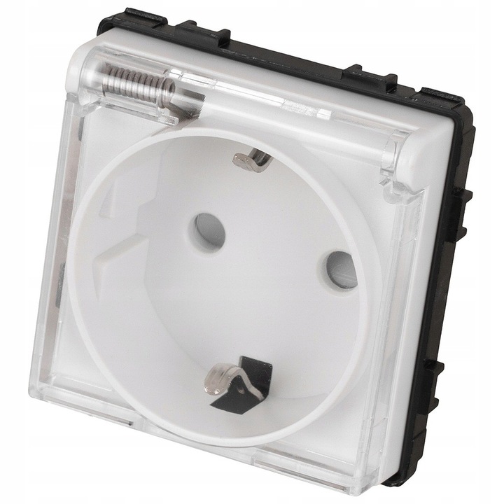 Единичен модул на гнездо Шуко с бял капак за рамки MIUUN