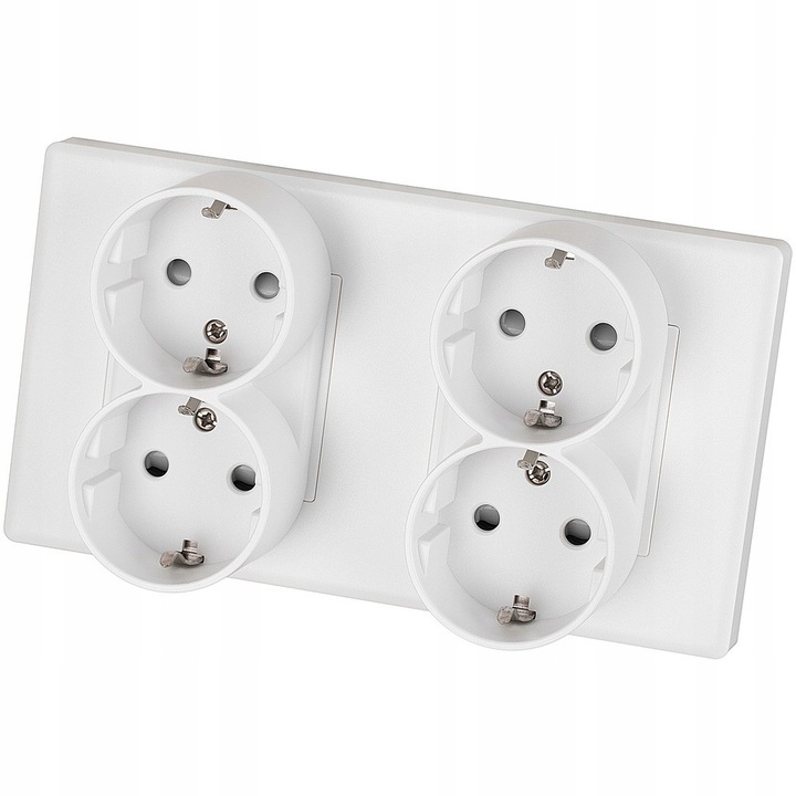 Двойна четворна розетка Шуко Двойна PVC рамка и 2 x MIUUN розетка