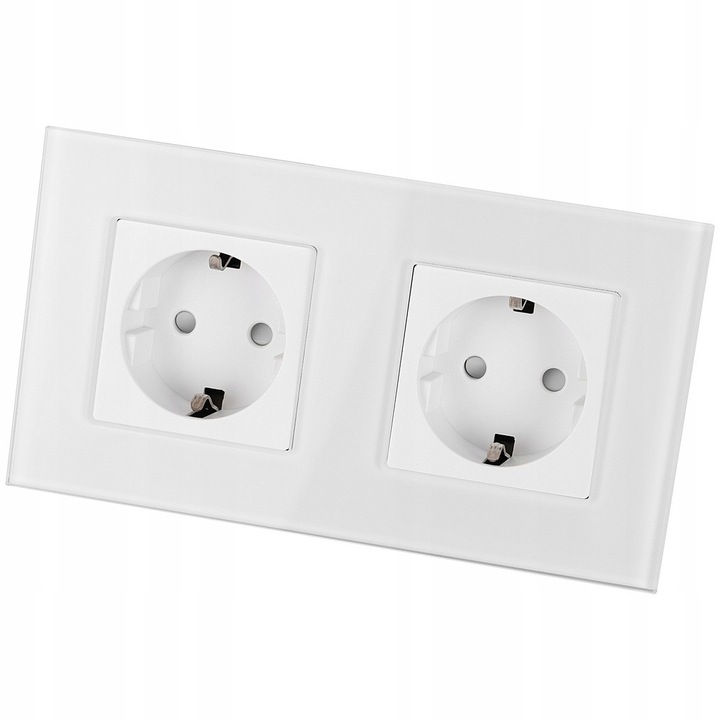 Двойна стъклена розетка Schuko White Frame и 2 гнезда MIUUN