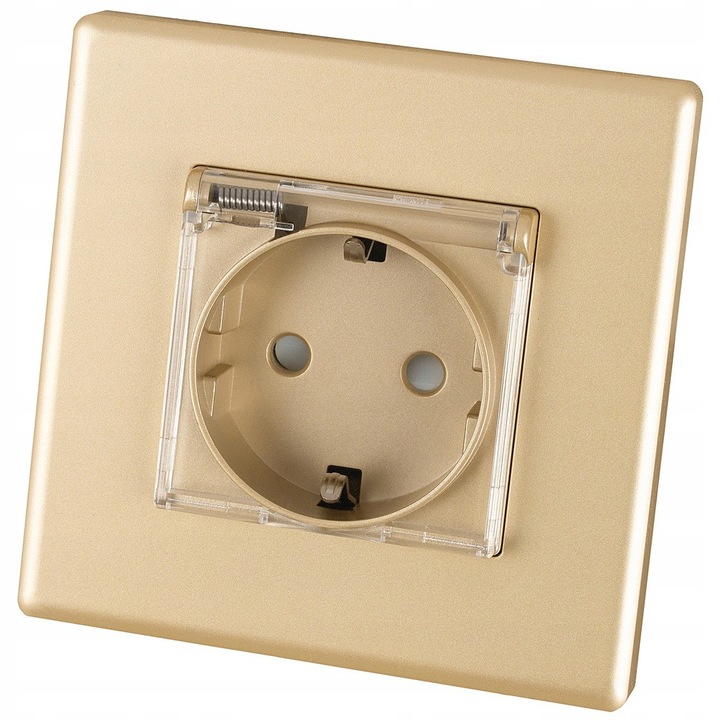 Фасунга с клапа Комплект за баня Schuko Gold с PVC рамка MIUUN