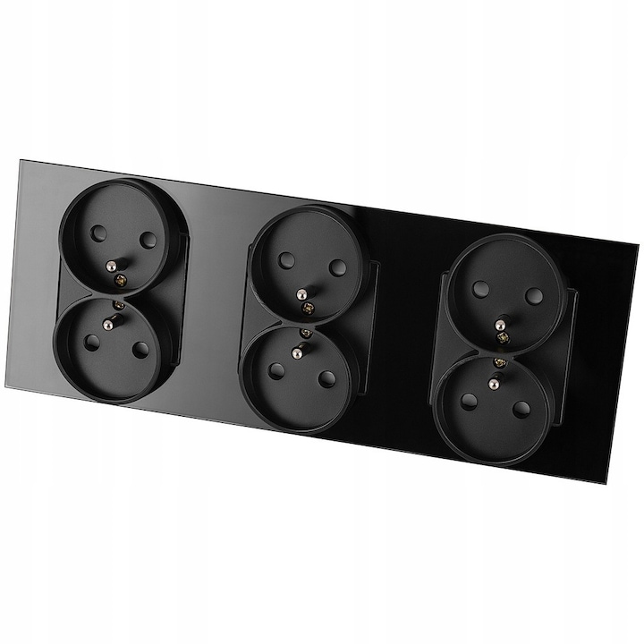 Троен стъклен контакт Черен комплект от тройна рамка и 3 х двоен контакт MIUUN