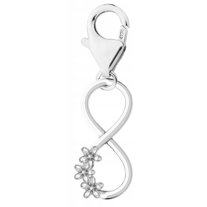 Talisman, Larezo, Medál, Charm Ezüst Végtelen, Ezüst, 26 mm, 925 Ezüst, Antiallergén, Karkötőkhöz, Cirkónia, Ezüst