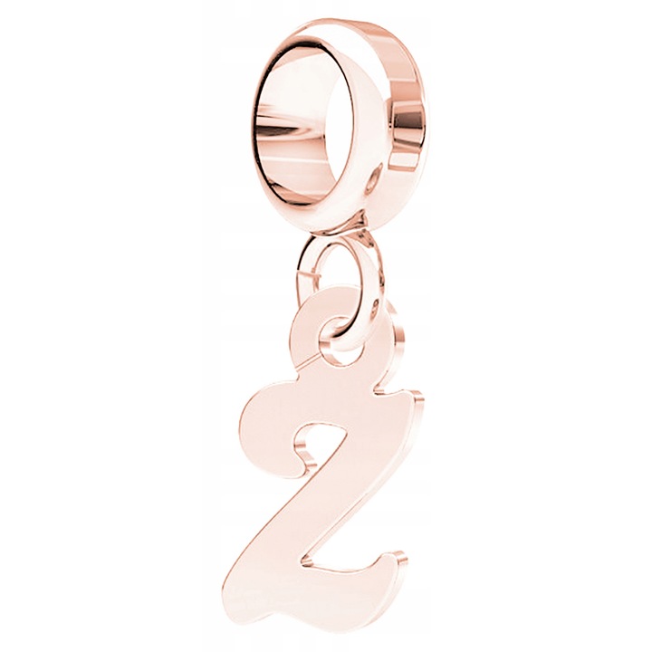 Talisman, Larezo, Medál, Charm Betű, 925 Ezüst 18K Rózsa Aranyozott, Hossz 2 cm, Rózsaszín, Antiallergén, Karkötőkhöz, Prémium Ékszerdoboz Szettel, Rózsaszín