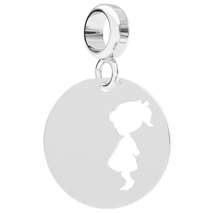 Talisman, Larezo, Medál, Charm Kislány, 925 Ezüst, Ezüst, 2, 6 cm, Cirkónia, Antiallergén, Prémium Ékszerdoboz, Ezüst