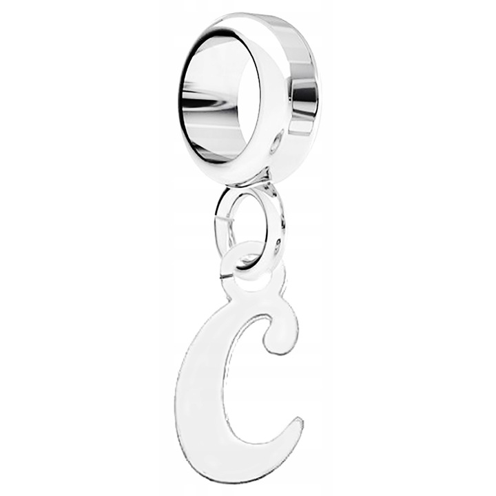 Talisman, Larezo, Medál, Charm C Betű, 925 Ezüst, Ezüst, Magasság 20 mm, Karkötőkhöz, Antiallergén, Minőségi Tanúsítvánnyal, Prémium Ékszerdoboz Szettel, Ezüst