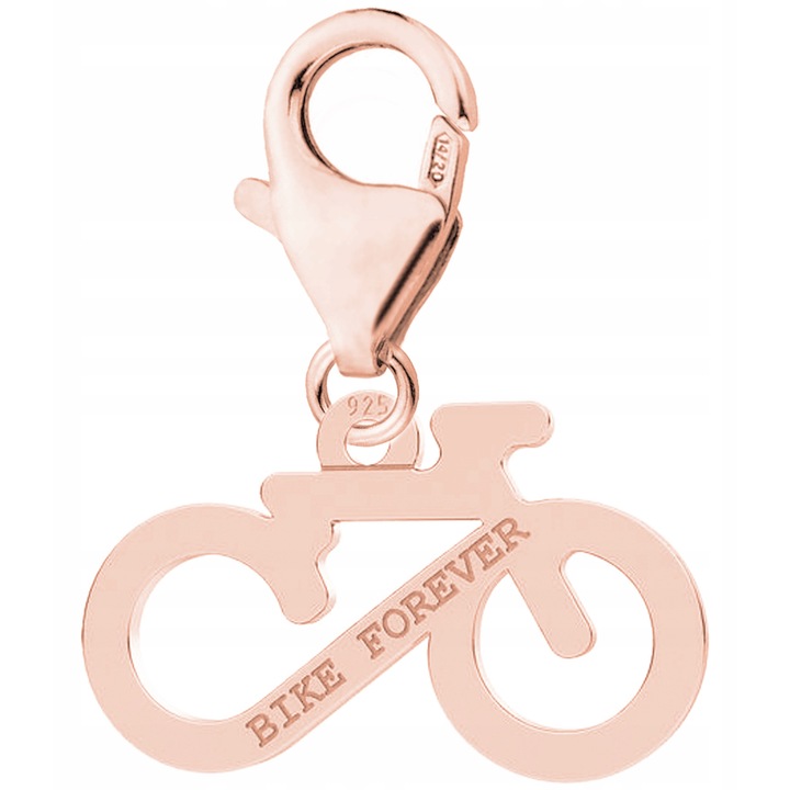 Talisman, Larezo, Medál, Rózsaszín motorkerékpár, 925 ezüst 18K rózsaarany bevonattal, Cirkónia, Nőknek, Magasság 17 mm, Prémium ékszerdoboz, Arany