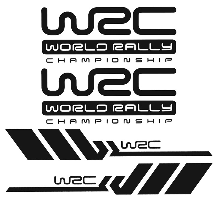 Set 4 stickere laterale WRC, negru