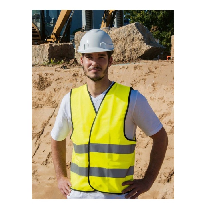 Vesta unisex de siguranta Wolfsburg, margine neagra KXVW, Galben, 3XL